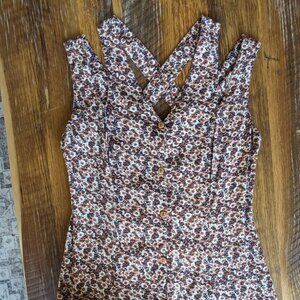At Last And Co Floral Button Down Sleeveless Dress Size M